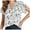 White, variant on Zhouzou Women's Casual V Neck Floral Print Smocked Short Sleeve Chiffon Blouses Bohemian Top Shirts