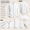 thumbnail image 7 of XuJwPNcy Men Long Sleeve Linen Shirts Casual Mock Neck Button down Tops Fall Beach Vacation Shirts(White,X-Large), 7 of 7