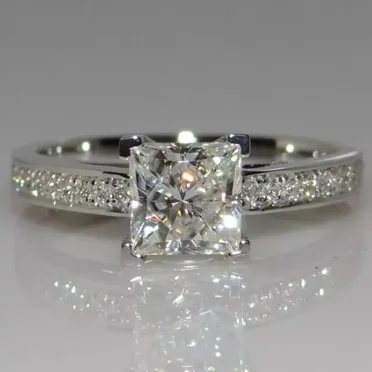 2Ct Princess Cut Lab Created Diamond Engagement Ring 14K White Gold Plated