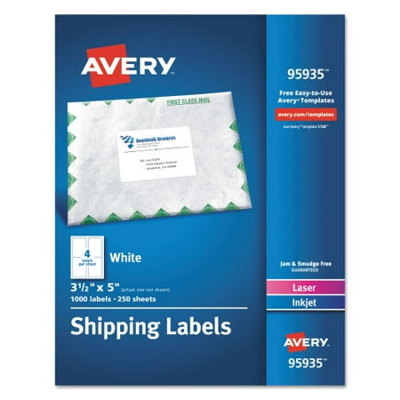 

1PK White Shipping Labels-bulk Packs Inkjet/laser Printers 3.5 X 5 White 4/sheet 250 Sheets/box