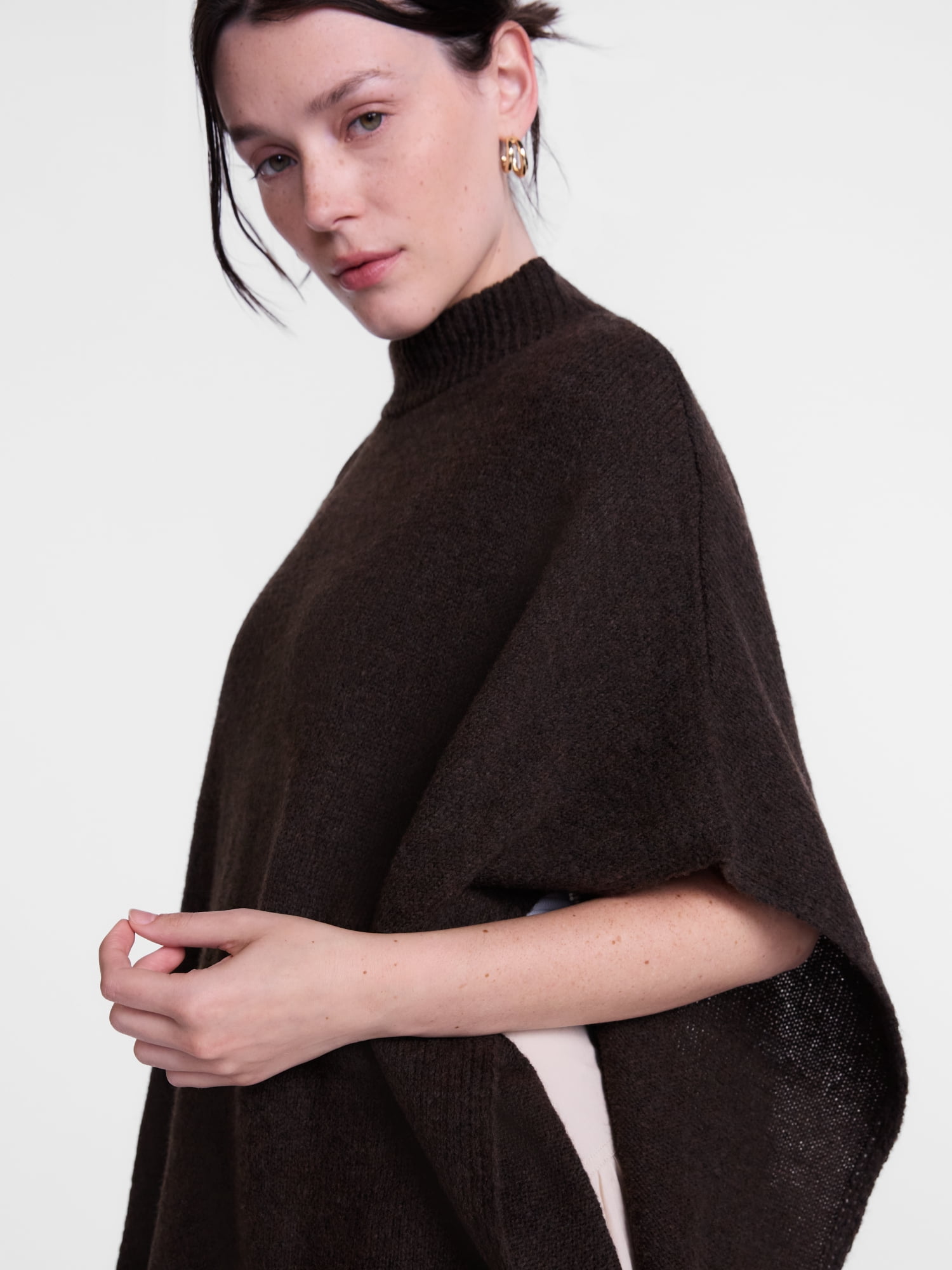 Scenario Women's Mock Neck Fringe Poncho, Sizes S-XL
