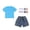 Blue, variant on CYRBOKO Girls Outfit Sets, Casual Short Sleeve Elastic Waist Cotton T-shirts and Jeans and Socks Red Size 7-8 T