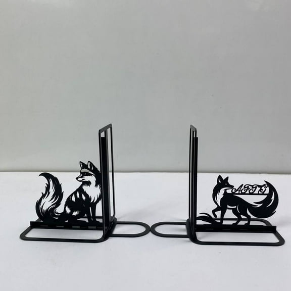 Craftnamesign Custom Fox Metal Book Ends for Shelves, Fox Table Bookshelf Decor