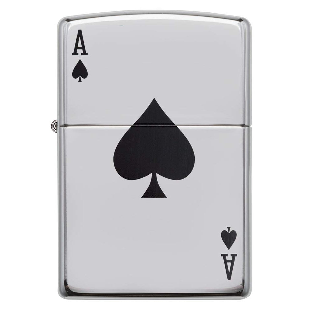 Zippo High Polish Chrome Ace of Spades Windproof Pocket Lighter