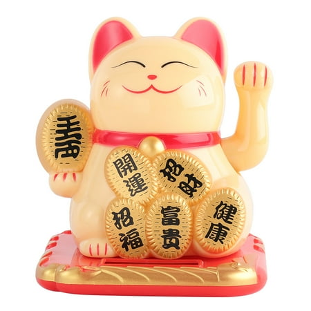 

1pc Solar Fortune Cat Ornament Hand Waving Cat Decor Car Adornment Room Arrangement for Women Men Random Color