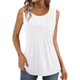 thumbnail image 5 of Bliwov Womens Tank Tops Eyelet Embroidery Pleated Shirt 2024 Summer Crew Neck Sleeveless Trendy Loose Fashion Clothes, 5 of 11