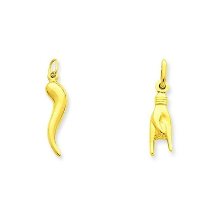 14k Yellow Gold Italian Horn & Good Luck Hand/Sign Language Charms Kit 2 (Best Good Luck Charms)