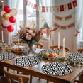 thumbnail image 5 of Black White Geometric Round 13 Inch Placemats Set of 8, Modern Abstract Art HeatResistant Non Slip Place Mats for Dining Table, Wipeable Braided Kitchen Table Mats for Housewarming, 5 of 9