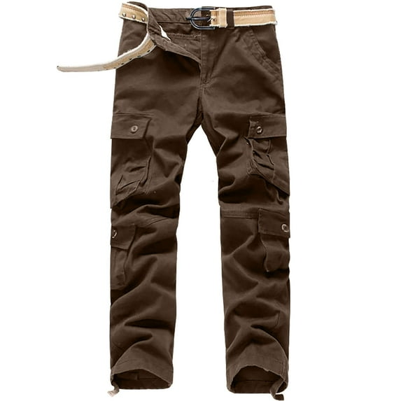 Todqot Men's Cargo Pants- Solid Multi-Pocket Washed Overalls Outdoor Casual Pants Trousers Coffee XXXXXL