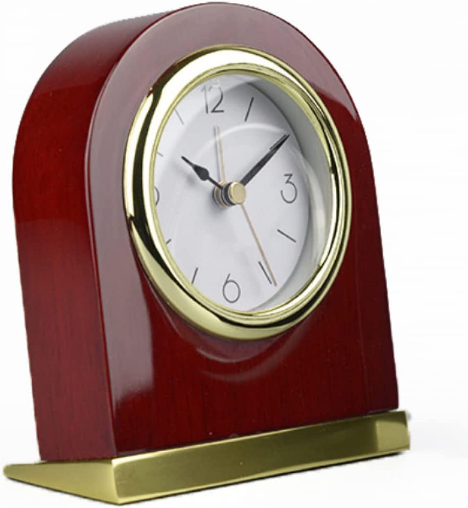 Silent Mantle Clock with Night Light Mantel Clocks Battery Operated for Living Room Decor Brown Solid Wood Mantel Clock 