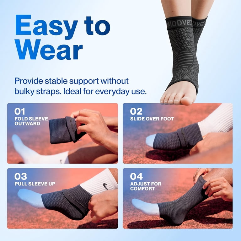 MODVEL 2 Pack Ankle Brace Compression Socks for Women and Men