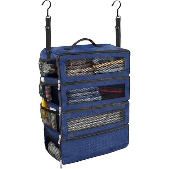 4-Tier Hanging Clothes Organizer,Closet Storage Bag with Mesh Windows & 360° Hooks for Wardrobe