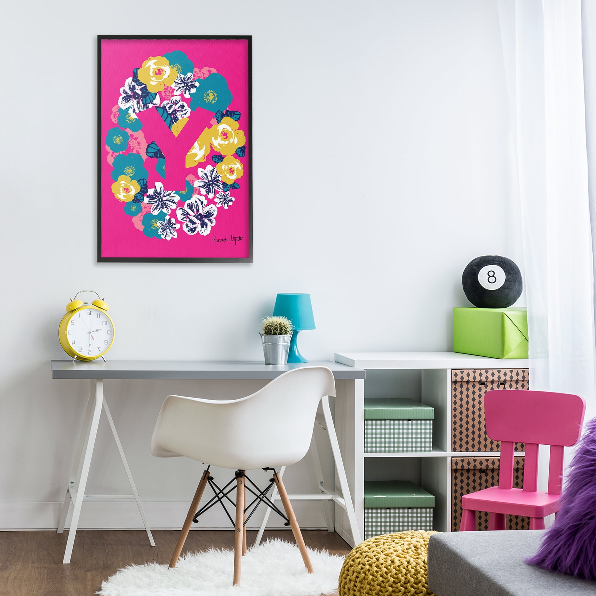 Stupell Industries Floral Bloom Letter Y Botanical & Floral Painting Black Framed Art Print Wall Art, 20 x 30