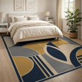 thumbnail image 3 of ODIKA 8'x10' Washable Area Rug Durable, Non-Slip Navy and Mustard Geometric Design Bold Abstract Shapes with Modern Flair for Living Room, Under Sectional, Family, 3 of 7