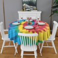 thumbnail image 2 of Colorful Rainbow Tie Dye Spiral Pattern Round Tablecloth 60"x60",Wrinkle Wipeable Table Cloth for Kitchen Dining Room Picnic Patio Party, 2 of 6