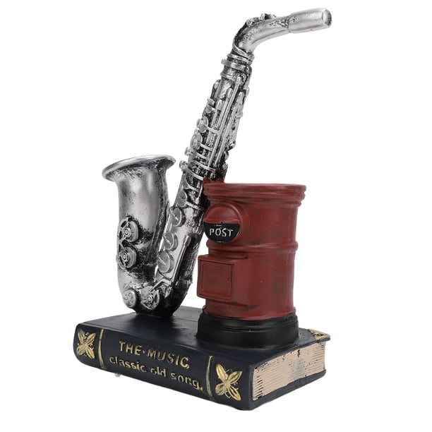Portalápices De Saxofón Retro, Decoración De Resina, Adorno Artesanal, Decoración Artística, Regalo Con Superficie De Sensación De Mano Para Escritorio De Oficina