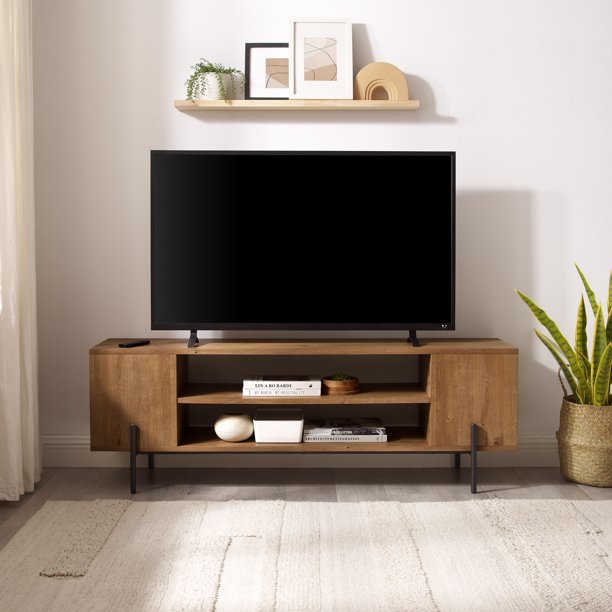 Gap Home 58" Modern TV Stand with Side Storage, English Oak