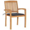 thumbnail image 2 of vidaXL Stacking Garden Chairs with Cushions 8 pcs Solid Teak Wood, 2 of 5