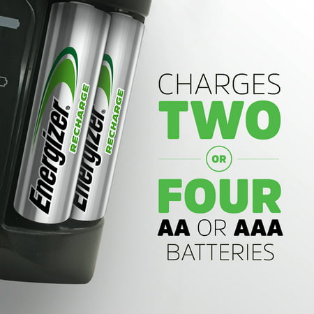Energizer Rechargeable AA and AAA Battery Charger (Recharge Pro) with 4 AA NiMH Rechargeable Batteries