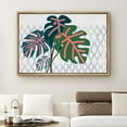 thumbnail image 2 of PixonSign Framed Canvas Print Wall Art Green and Pink Monstera Leaves Nature Plants Photography Modern Art Contemporary Colorful Multicolor Ultra for Living Room, Bedroom, Office - 16"x24" Natural, 2 of 5