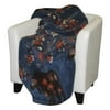 Denali Home Collection 16107672 Moose Blossom Blue With Taupe Microplush Throw