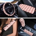 thumbnail image 3 of Uorisanigo Car Seat Cover Pink Strawberry Full Set 18 PCS Includes Steering Wheel Wrap Seatbelt Shoulder Pad Gear Shift & Handbrake Covers Arm Rest Cover Car Coasters Keychain Fit Most Cars, 3 of 7