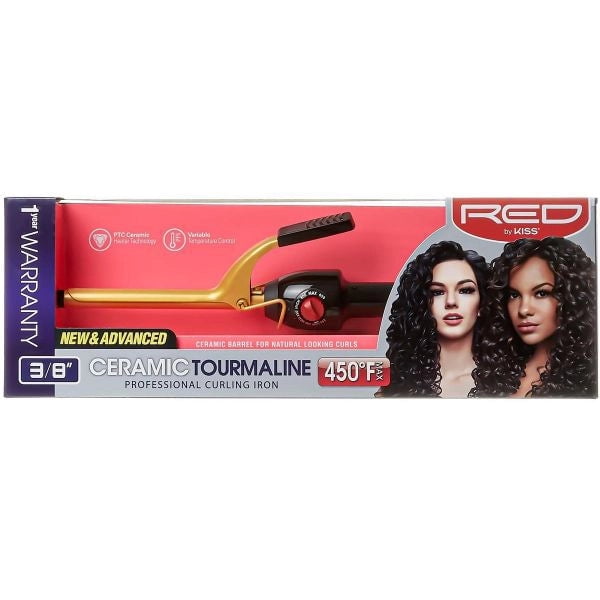 KISS - RED 1' CERAMIC TOURMALINE CURLING IRON