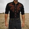 thumbnail image 2 of XIAOCHA Men's Embroidered Button Down Shirt Long Sleeve Floral Scroll Stitched Shirt Comfortable Western Style Party Wear Top, 2 of 5