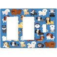 thumbnail image 1 of NICKSUN Cute Animal Dogs Puppy Combination Wall Plate, 3 Gang 2 Rocker 1 Toggle Outlet Cover Decorative Switch Plate for Office Home Decor, 4.5 x 6.38 Inch, 1 of 7