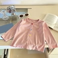 thumbnail image 5 of Edvintorg Girls Ribbed Knit Sweater Crew Neck Long Sleeve Button Up Cardigan Casual Uniform Sweaters for Kids Girls 0-9T, 5 of 9
