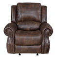 thumbnail image 2 of Navarro  Saddle Brown Faux Leather Reclining Chair, 2 of 13