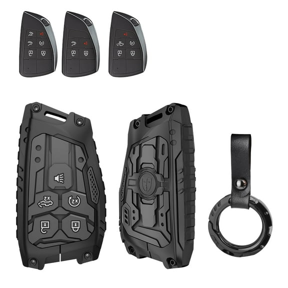 Heavy Zinc Alloy Key Fob Cover Metal Key Protective Case for 2022 -2025 Chevy Silverado 1500 GMC Sierra 1500, 2024 2025 Silverado Sierra 2500HD 3500HD 5 Buttons Smart Key