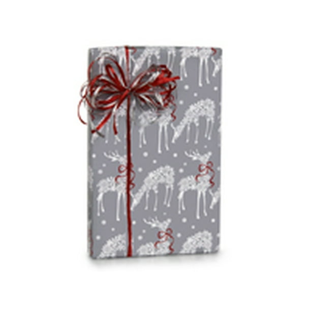 Kraft Snowflake Reindeer Holiday /Christmas Gift Wrapping Paper 16ft