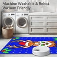 thumbnail image 5 of ODIKA 5'x7' Machine Washable Non-Slip Area Rug, Merry Reindeer Face Adorned with Holly Leaves and Jolly Santa Hat High Traffic Rug with Pad, Blue, 730702, 5 of 8
