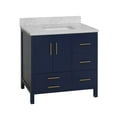 thumbnail image 5 of California 36" Bathroom Vanity with Royal Blue Cabinet and Carrara Marble Top, 5 of 5