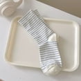 thumbnail image 4 of Women's 3-Pair Striped Crew Socks Set Lightweight Knit with Soft Stretch and Modern Minimalist Style - Multicolored-C, 4 of 5