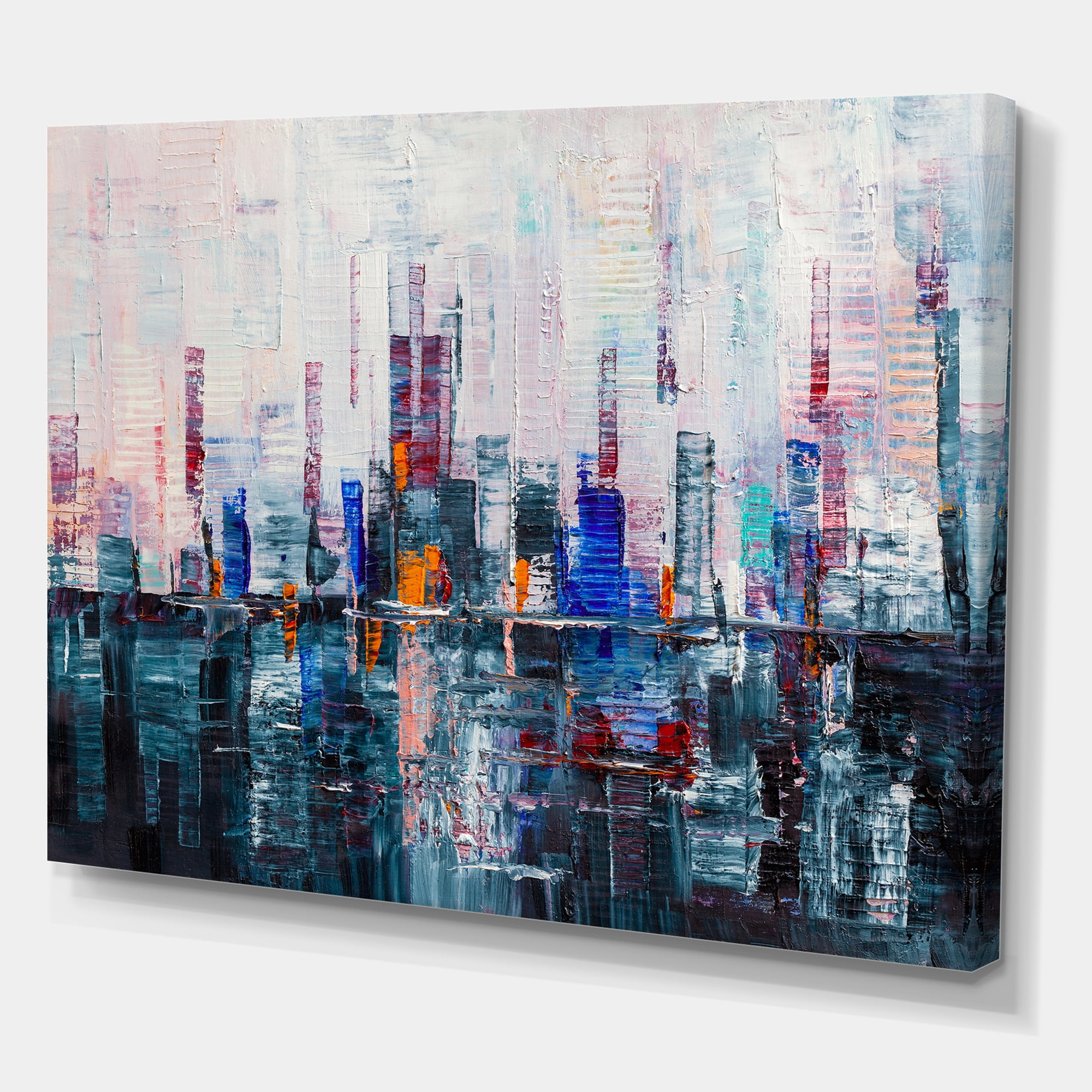 Designart ' Modern Abstract City Skyscrapers ' Modern Canvas Wall Art Print