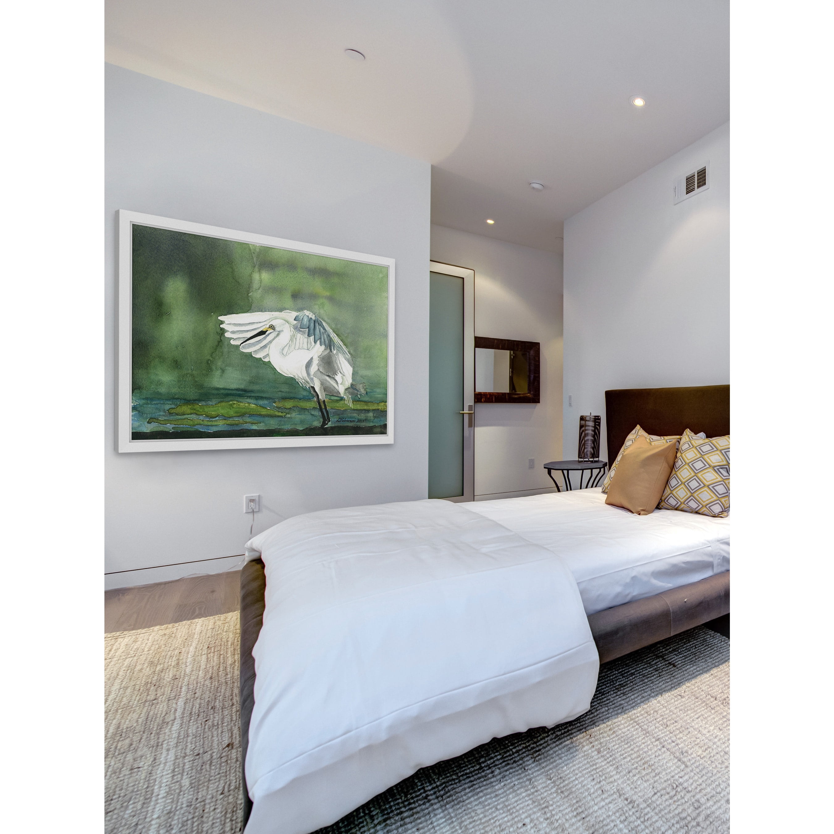 "Egret on the Pond" Framed Painting Print
