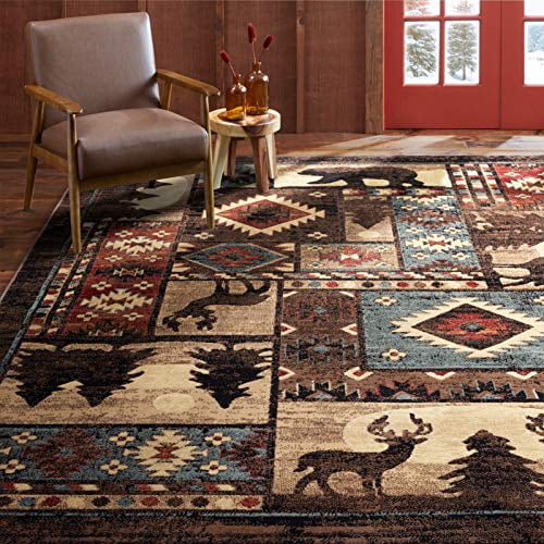 Home Dynamix Tapis Rustique Ours Buffalo, Marron/rouge, 7 Pieds10"x10 Pieds5 Pouces