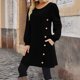 thumbnail image 1 of TaTaai Women's Long Sleeve Dress with Pockets Round Neck Button Front Casual Loose Fit A Line Midi Dress Soft Comfortable Solid Color for Spring Fall Daily Gift, 1 of 7