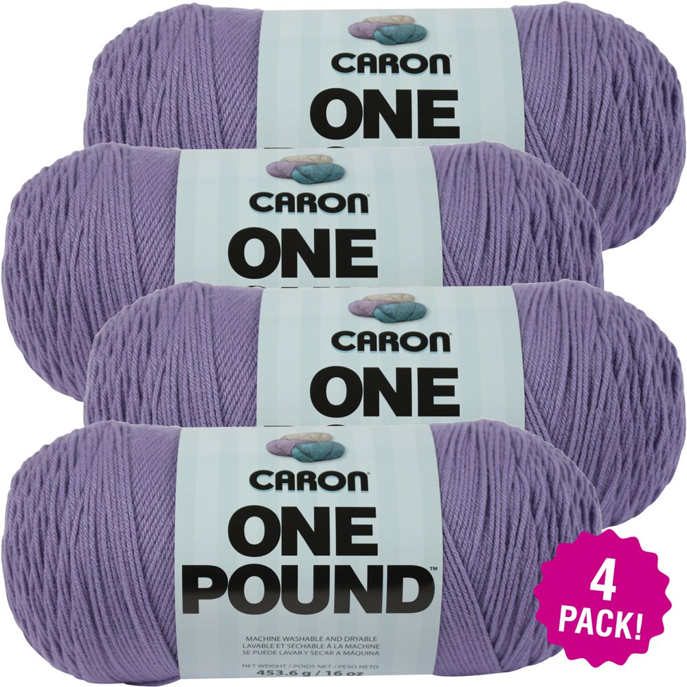 Caron One Pound Yarn Lavender Blue, Multipack of 4