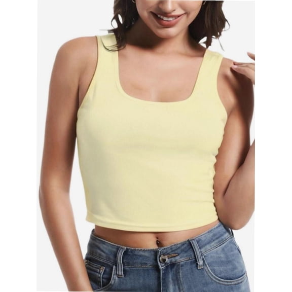 Womens Tank Tops Scoop Neck Sleeveless Top Casual Basic Slim Fitted Knit Cami Tee Shirts