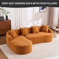 thumbnail image 4 of L-Shape Sectional Sofa with Curved Chaise, Amber Orange Modular Chenille Fabric Couch, High-Density Sponge for Comfortable Apartment Living Room Seating, 4 of 9