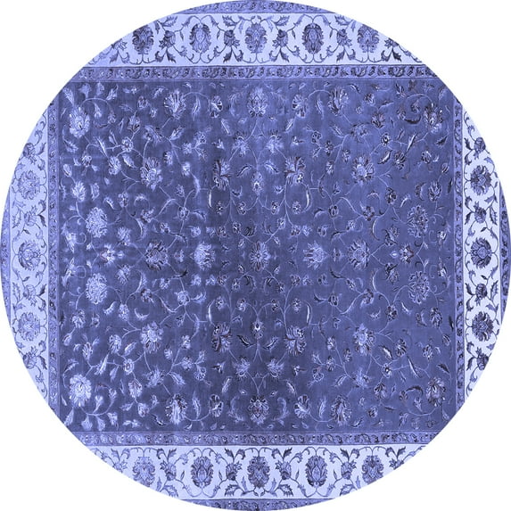 Ahgly Company Machine Washable Indoor Round Persian Blue Traditional Area Rugs, 4' Round