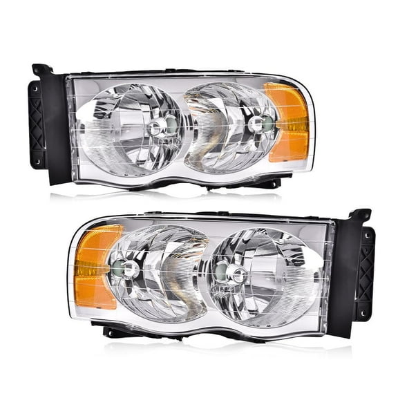 CROSSDESIGN Headlights Assembly Fit for Dodge Ram 1500 2500 3500 2002-2009 Headlamps