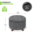 thumbnail image 2 of Magshion Storage Ottoman with Padded Seat, Modern Cotton-linen Footrest, Round Seat stool for Living Room Bedroom , Dark Gray, 2 of 8