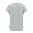 thumbnail image 6 of iHengLiXing Plus Size Spring Tops for Womens Dressy Casual Women's New Solid Color Round Neck Strip Knitted Short Sleeve Top Gray XXL, 6 of 7