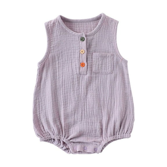 Timegard Baby Boy Girl Clothes Newborn Toddler Sleeveless Onesie Comfy Button Jumpsuit Infant Unisex