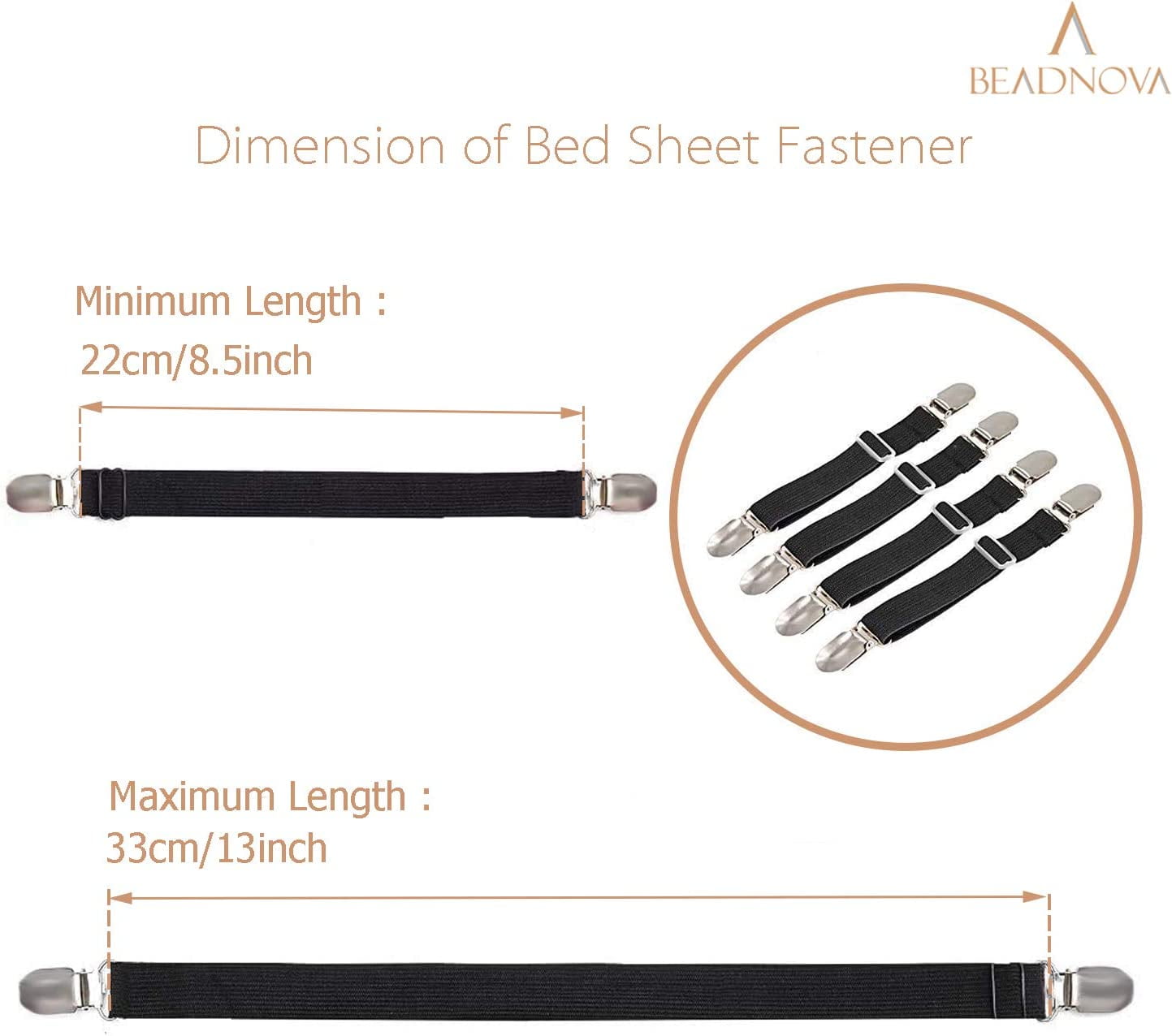 Bozenu Bed Sheet Straps/Fitted Sheet Holders for Corners - Keep Your Bed  Sheets Firm & Tight with Premium Bed Scrunchies, Sheet Clips Black-2Pack