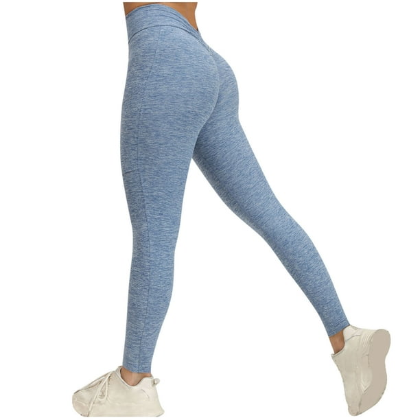 Besolor Women's Yoga Legging Seamless Workout High Waist Butt Liftings  Athletic Fitness Running Tight Pants for Women Blue 